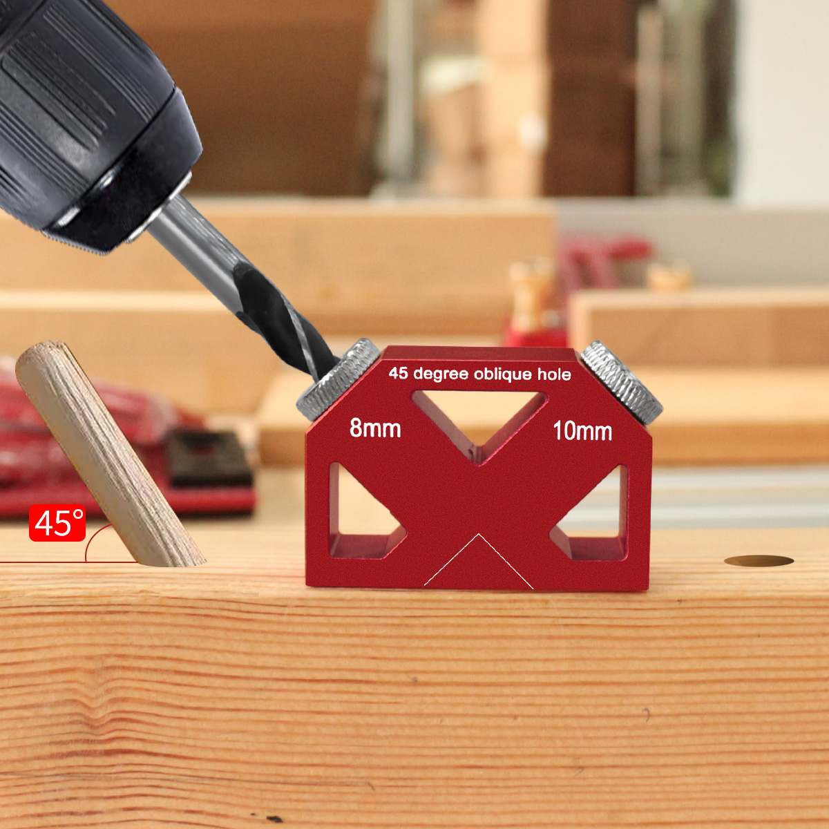 Woodworking Hacks - 45 ° Alat Pemosisian Pengeboran Lubang