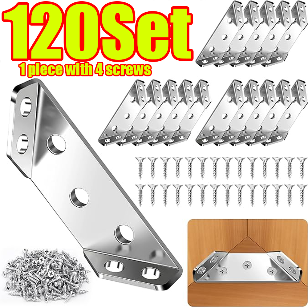 Woodworking Shop - 1-120Set Konektor Sudut Furnitur Baja Tahan