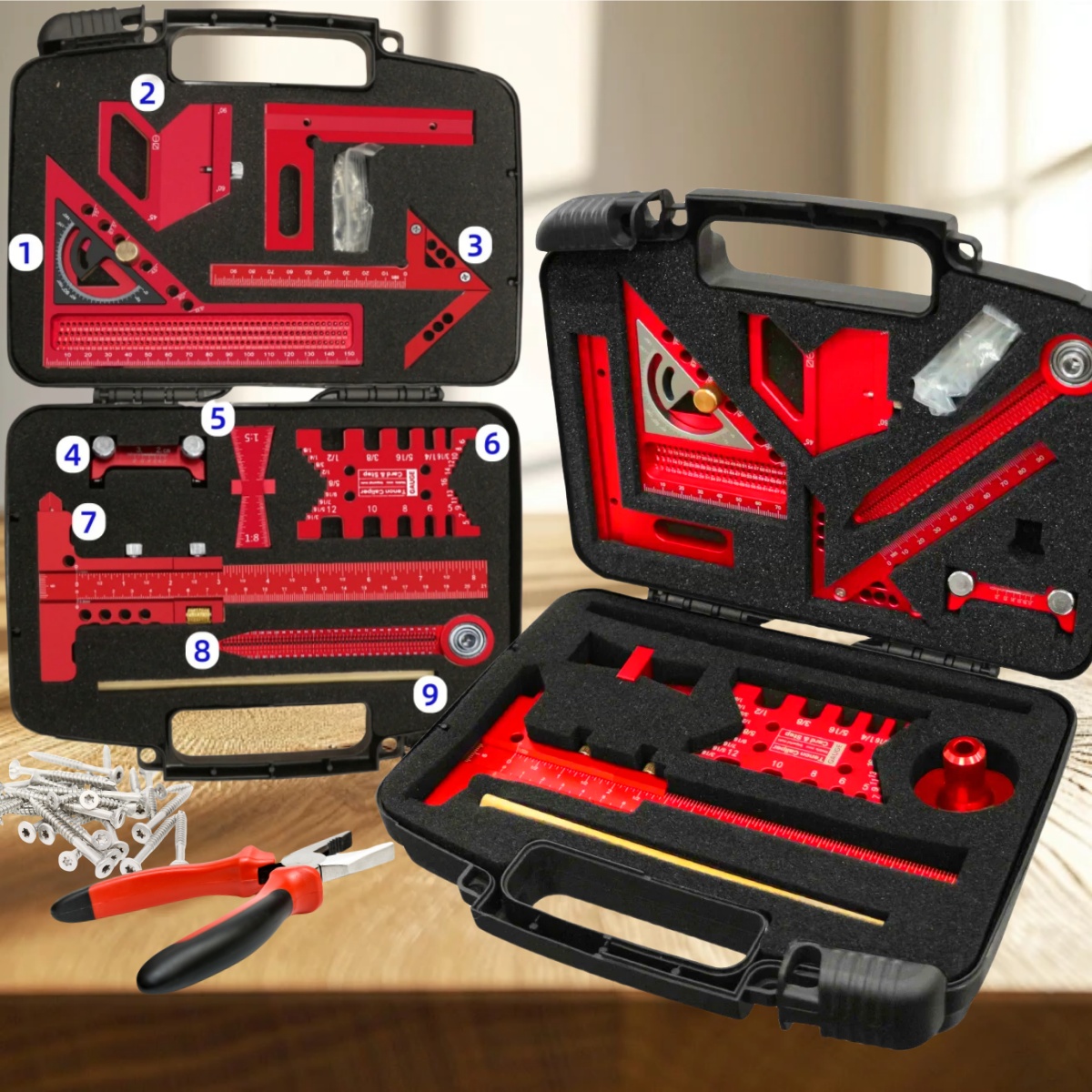Woodworking Free Plans - 9 Buah/10 Buah Set Alat Ukur