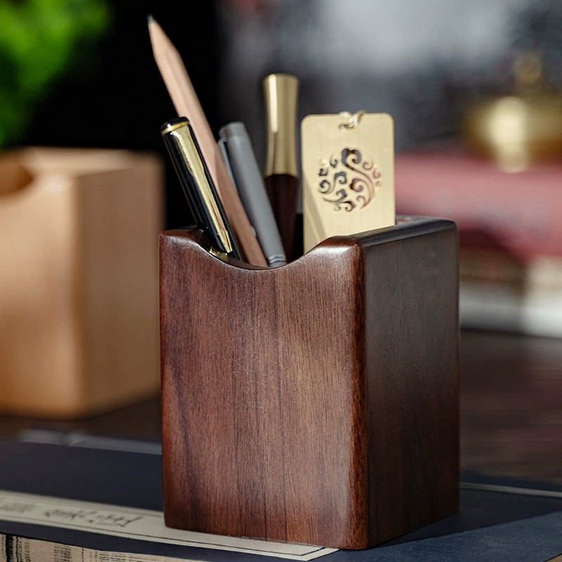 Woodworking School - Pemegang pena kenari alami kotak penyimpanan