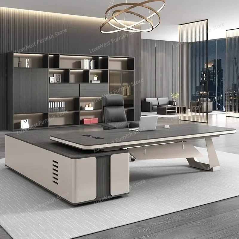 Woodworking Desk Chair - Meja Kerja Mewah dengan Rak Penyimpanan